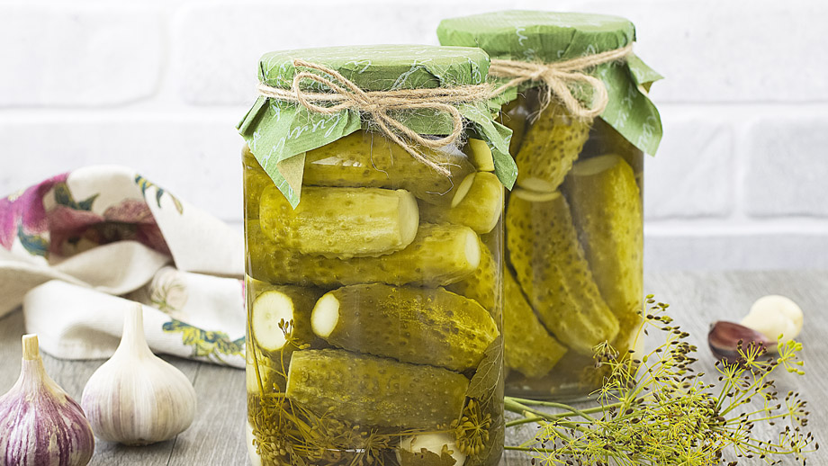 jars of pickles in pickle juice